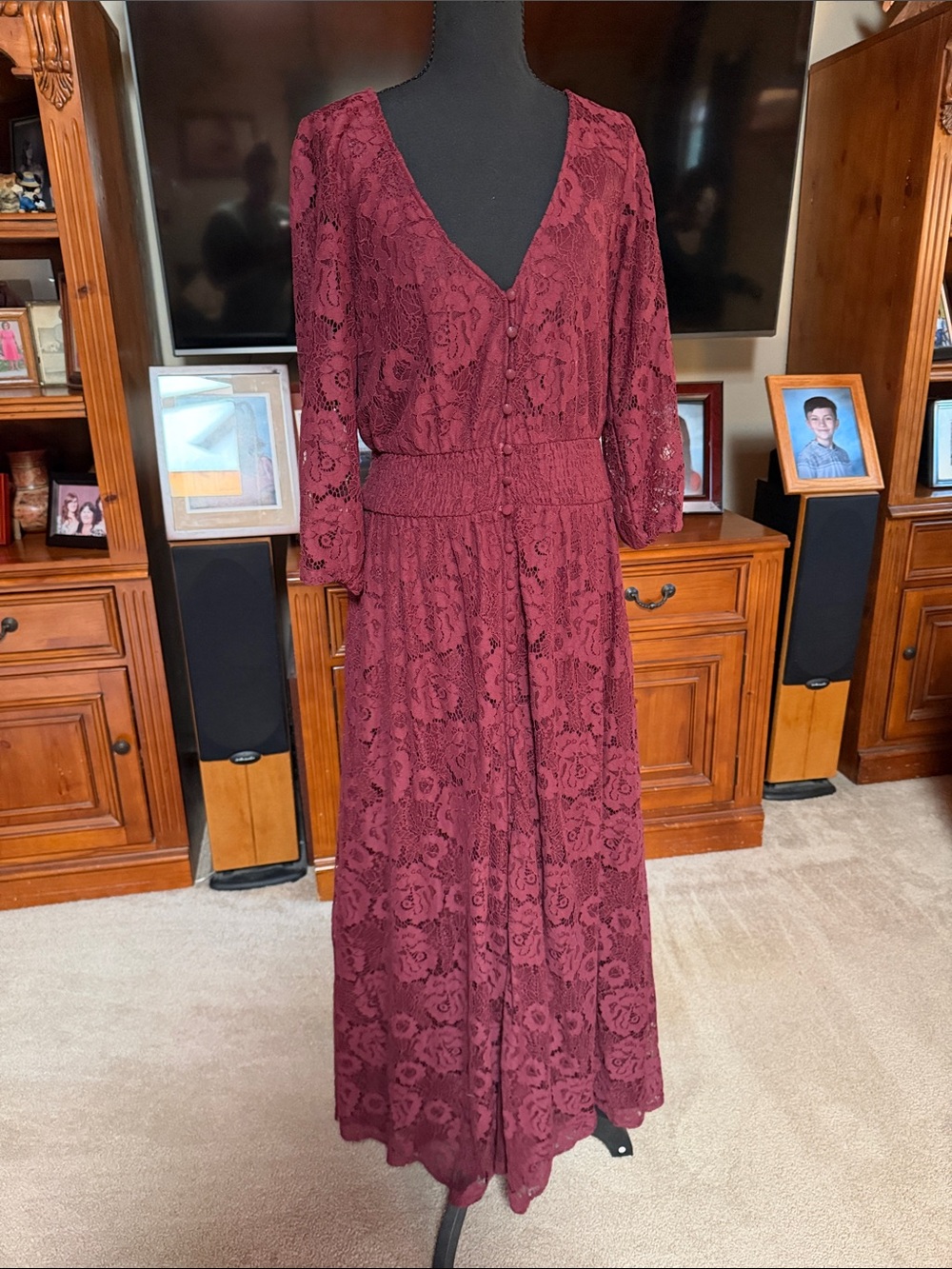 City chic lace maxi dress 3/4 sleeve